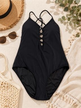 Victoria’s Secret Black One Piece Swimsuit Size Large NWOT EUC